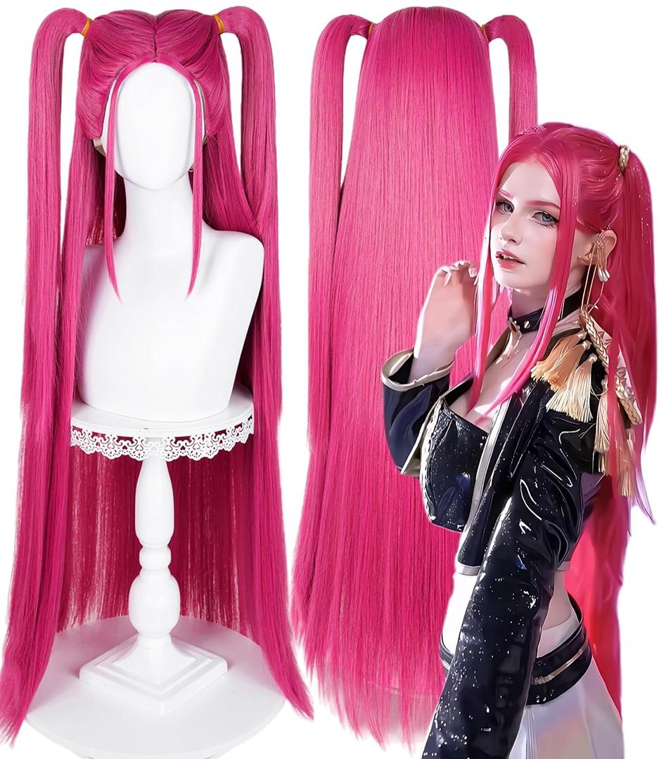 LABEAUT Rose Red Cosplay Wig for Women, Girls High Temp Synthetic Fiber Wig for Cosplay Synthetic Hair Halloween Costume Party Hair