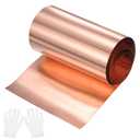 M METERXITY Copper Sheet Roll, 6in x 5ft x 0.004in (WxLxT) 99.9% Pure Copper Flashing Strip with Gloves for DIY Projects/Roofing/House Repair, Metal Foil Plate [1524x152x0.1mm]