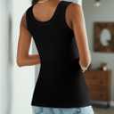 Ninee Women's Tank Top with Built in Bra Ribbed Camisole Summer Scoop Neck Basic Cami Tanks (Black, L)