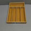 Bamboo Silverware Organizer, Kitchen Drawer Organizer, Utensil Holder, Cutlery Tray & Spoon Flatware Storage with Grooved Drawer Dividers (9.5''W x 13.5''D) (Natural)