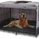 Rachmi Privacy Dog Crate Cover 36 Inch, Durable 600D Canvas Water Resistant Windproof Pet Kennel Cover for Universal Wire Crate with Double Doors, (37”Lx24”Wx25”H, Gray/Black)