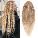 Leeven 30 Strands Double Ended Dreadlock Extensions 24 Inch Ombre Blonde Thin Synthetic Boho Dreads 3 Style Mixed Full Set Wool DE Wavy Curly Hippie Dreads Braid in Soft Viking Dread for Women Men