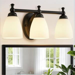 EJIAXIN Vanity Lights for Bathroom, 3-Light Modern Vanity Light Over Mirror Black Bathroom Light Fixture Bedroom Wall Sconces Lighting for Living Room Cabinet