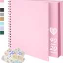 8X8 Inch DIY Scrapbook Photo Album, Kraft Blank Paper Scrap Book 40 Pages Memory Book for Wedding Family, Pink