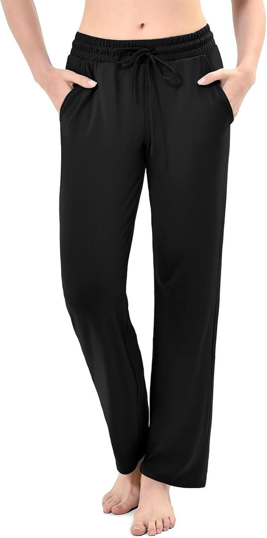 Walifrey Wide Leg Sweatpants for Women, Baggy Track Pants with Poackets Drawstring for Joggers Casual Wear (Medium, Black)