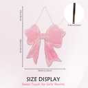 Pink Bow Wooden Hanging Sign for Girls Room - Cute Bow Decor with Ribbon for Door Wall Bedroom - Preppy Coquette Girly Decor for Dorm Nursery Bathroom Apartment - Housewarming Gift for Her