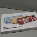 Wireless Keyboard and Mouse Combo, Retro Round Keycaps, Full-Size Cute Typewriter Keyboard with Large Phone/Tablet Holder, Auto-Sleep, 2.4GHz Cordless Connection for Windows/PC/Laptop 