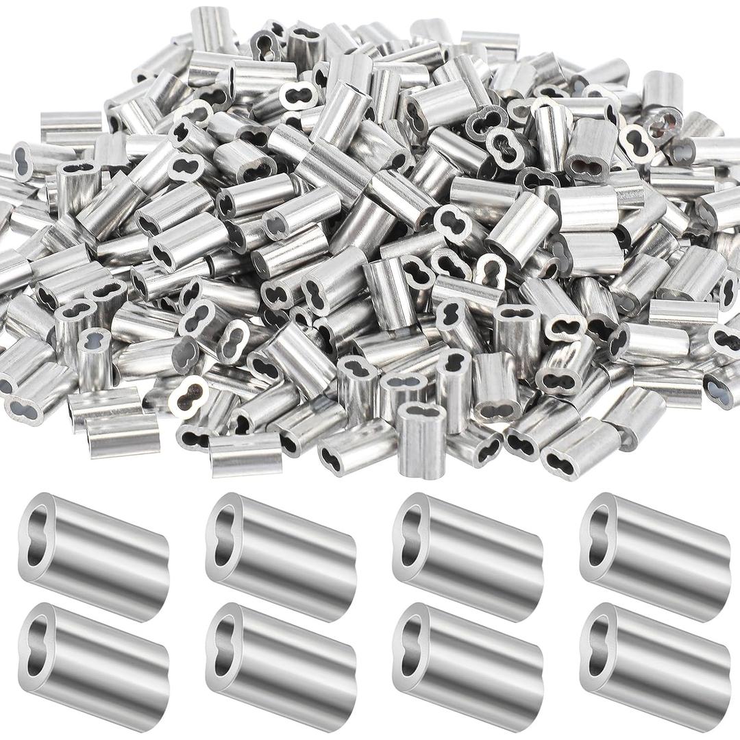 Yaocom 200 Pcs 3/32" Aluminum Crimping Loop Sleeve Cable Crimp Ferrules Wire Rope Sleeves for Diameter Wire Rope and Cable Line Ends