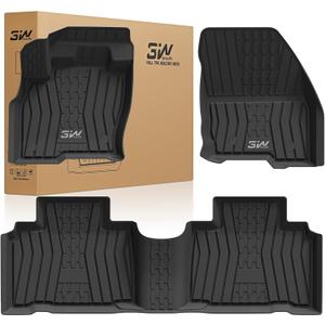 3W Floor Mats for Lincoln MKX 2016 2017 2018 & Lincoln Nautilus 2019-2022, Custom Fit TPE All Weather Floor Liners, 1st & 2nd Row Full Set, Black