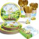 175pcs Vintage Winnie Bear Baby Shower Pooh Decorations Birthday Party Supplies Tableware Set (25 Guest)With Paper Plates Cups Napkins Cutlery for Boy Girl Newborn Birthday Party Dinnerware Decoration
