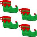 2 Pairs Christmas Elf Shoes Red Green Elf Shoes for Adult Christmas Elf Costume Accessories