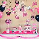 Pink 2nd Birthday Hanging Swirl Decorations,Mouse Birthday Party Ceiling Streamers,Pink Mouse Theme Party Supplies,Party Favors for Girls Kids(38 Pcs)