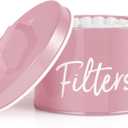 DRASTAR Coffee Filter Holder, Filter Storage with Lid for Counter, Storage Basket Container for Coffee Bar Accessories Decor, Pink