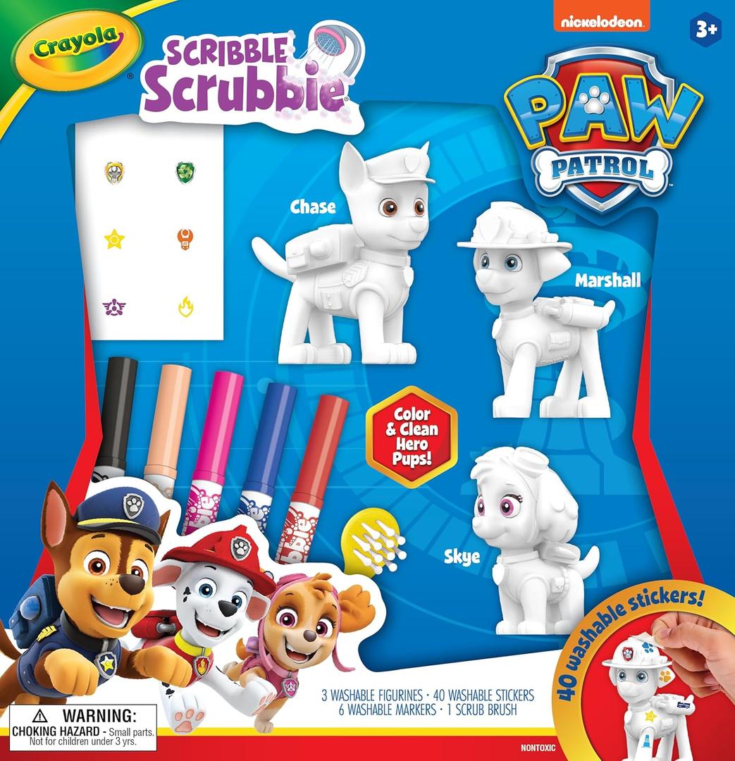 Crayola Scribble Scrubbie PAW Patrol Figurine Playset, Customizable PAW Patrol Toys & Gifts for Toddlers, Reusable Coloring Activity, Ages 3+