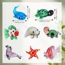 8 Pcs Tiny Glass Animals Blown Mini Glass Figurines Handmade Lampwork Animal Figurines Sets for Home Decoration Collectibles and Gifts（Marine Animals）