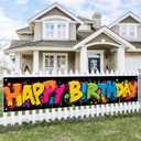 Happy Birthday Banner Graffiti-Style Backdrop Colorful Paint Splatters 118x20 inches Vibrant Party Decor Supplies Fun Celebration Decoration Party Photo Backdrop Wall Hanging Banner