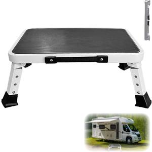 RV Step Stool Foldable Adjustable Step Ladder Sturdy Metal Stable Step Stool with a Non-Slip Platform Supports up to 500 lb with Non-Slip Rubber Feet