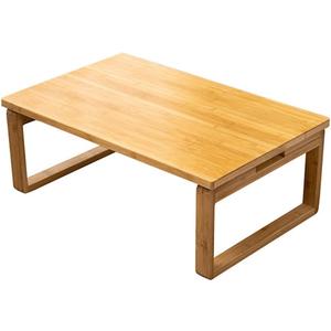 Portable Rectangle Foldable Coffee Table Japanese Tea Table, Bamboo Low Table for Sitting on The Floor, Dining Table, Tatami Table for Living Room Bedroom Meditation (Size:27.6*19.7*12.2in)