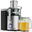 1000W 3-SPEED LED Centrifugal Juicer Machines Vegetable and Fruit, Healnitor Juice Extractor Machines, Easy Clean, BPA-Free, High Juice Yield, Silver