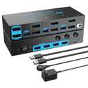 8K/4K Displayport 1.4 KVM Switch 2 Monitors 3 Computers Dual Monitor 8K@30Hz/4K@144Hz 3 Port Dual DP1.4 USB 3.0 KVM Switches 3 PCs Share 2 Monitors & 4 USB 3.0 Devices with Desktop Controller