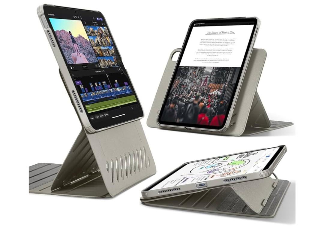 ESR for iPad A16 Case, iPad 11th/10th Generation Case (2025/2022), Removable Magnetic Cover, Adjustable Portrait/Landscape Stand with Raised Screen View, 9 Standing Angles, Titanium