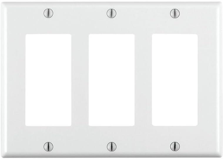 Leviton 3-Gang Decora/GFCI Device Decora Wallplate, Standard Size, Thermoset, Device Mount, 80411-W, White