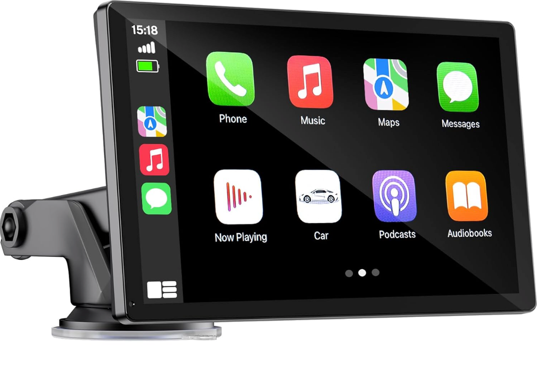 Wireless Apple Carplay Screen for Car 4K Dash Cam, 9" Portable Apple Carplay & Android Auto Car Stereo, with 1080p Backup Camera, GPS Navigation/Mirror Link/Voice Control/Bluetooth