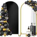 Metal Arch Backdrop Stand and Cover Set 7.2 ft, Wedding Arch Stand with White Cover for Party, Birthday, Wedding, Bridal Shower, Baby Shower (Black, 7.2 ft)