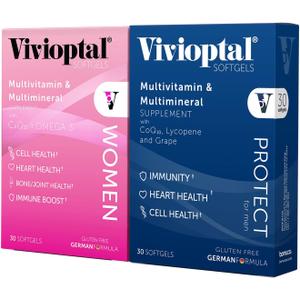 Vivioptal for Men, 30 Softgels + Vivioptal Women, 30 Softgels, Multivitamin & Multimineral, Gluten Free, German Formula