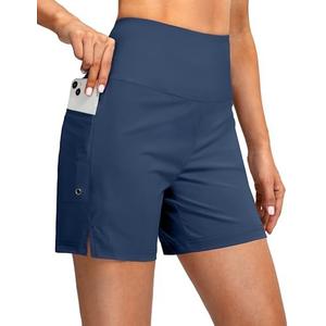 G Gradual Women's 5" High Waisted Swim Board Shorts with Phone Pockets UPF 50+ Quick Dry Beach Shorts for Women with Liner, 2XL
