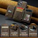 2 in 1 Detachable Wallet Phone Cases Compatible with iPhone 16 Pro Case with Card Holder Men 6.3'' Magnetic Leather Cover (Coffee,iPhone 16 Pro)