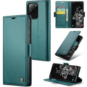 Case for Samsung Galaxy S20 Ultra Wallet Case, RFID Blocking PU Leather Flip Folio Cover Card Holder Kickstand Shockproof Phone Case Compatible with Samsung Galaxy S20 Ultra, Blue Green