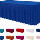 Smiry Spandex Tablecloth, Elastic Fitted Stretch Tablecloth for 6FT Rectangle Tables, Waterproof Washable Table Cover Skirt for Outdoor, Wedding, Banquet & Parties (Blue, 72Lx30Wx30H Inch)