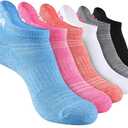 Womens Ankle Socks 6-Pairs Athletic Running Sport Socks With Cushioned Sole (White, 6 Pairs Multicolor (Women Shoe 6-10))