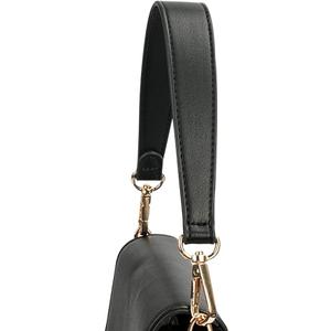 Flat Grain Leather Replacement Straps for Handbags Purse Straps Replacement Crossbody Silver Clasps Women Purse Making 14.17"(36CM) Long Black