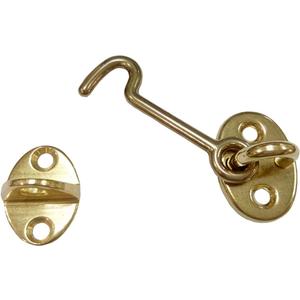 QCAA Forged Brass Cabin Hook Latch & Eye, 2-1/2", Vibrated Brass, 1 Pack, Made in Taiwan
