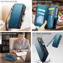 Defencase Compatible with iPhone 14 Pro Case Wallet with RFID Blocking Card Holder for Women Men, PU Leather Magnetic Snap Flip Zipper Strap Wallet Phone Case Fit for iPhone 14 Pro 6.1", Dark Blue