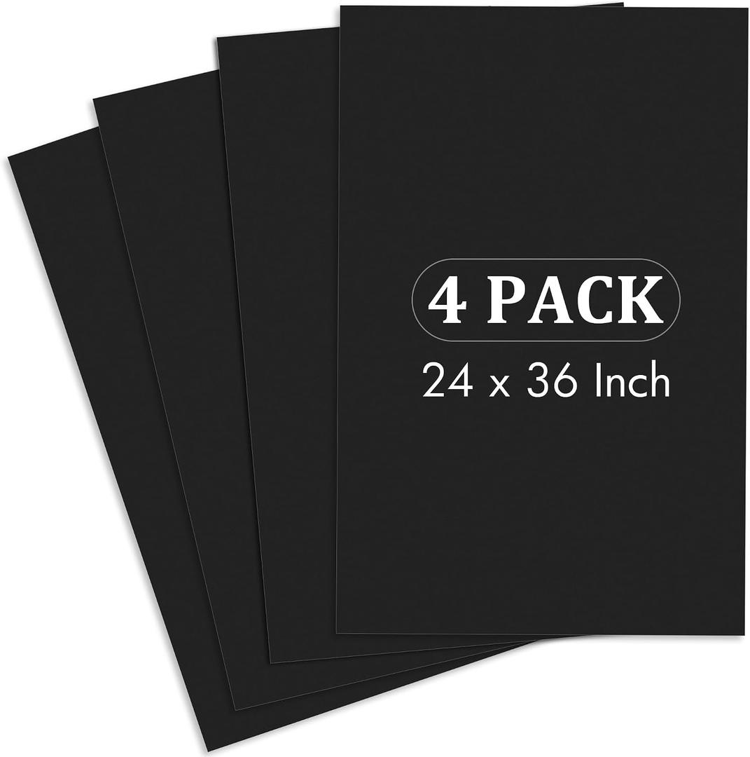 Elcoho 4 Pack Black Foam Board 24 x 36 Inch Thick Foam Core Board for Projects, Double-Sided Acid-Free Foam Poster Boards for Graduation DIY, Painting, Displaying, School and Craft Projects