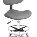 Rolling Swivel Drafting Chair Adjustable Heavy Duty (400lbs) Lumbar Support Task Chair for Home Desk Studio Design Lab(Grey), Triangular Back