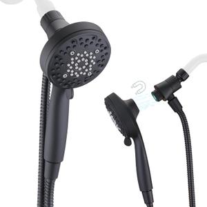 PDPBath High Pressure 6-Setting Handheld Shower Head, Magnetic Shower Head with Handheld Spray, Removable Shower Head with Magnetic Guidance Docking System, 60'' Stainless Steel Hose, Matte Black
