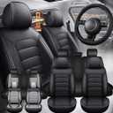 Ford Seat Covers Custom Full Coverage Leather Waterproof Breathable Seat Covers Full Set, Automotive Seat Protectors, Airbag Compatible (5 Seats, Black)
