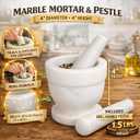 Creative Home Handcrafted 4 inch Mortar and Pestle Solid Marble Grinder for Spices and Herbs Artisan Carved from Yushan Marble Elegant and Durable for Everyday Cooking, 4 Diam. x 4 H Inch