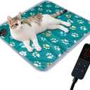 furrybaby Pet Heating Pad, Cat Heating Pad for Dogs Waterproof with Durable Anti-Bite Tube Indoor for Puppies Dogs Cats (1 Pack Green, 17 X 17in, Temp Adjustable)