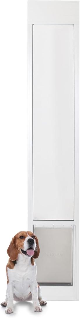 PetSafe Sliding Glass Pet Door - No-Cut DIY Install Doggy Door for Renters - Aluminum Frame - Adjustable Height 91 7/16" to 96" - Ideal for Large Dogs Up to 100 lb - White