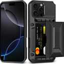 For iPhone 16 Pro Case Wallet with Card Holder [4 Cards] & Stand & Military-Grade Protection Heavy Duty Shockproof Hidden Card Slot Wallet Phone Case for iPhone 16 Pro for Women Men, Black