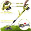 Electric Weed Wacker - 24V Battery Powered Weed Cordless Eater with 2 x 4.0Ah Batteries and Charger 3, Types Blades Brushless Electric Brush Cutter/Grass Trimmer for Yard Garden