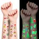 X-Protector hristmas Tattoos for Kids - 10 Sheets of Temporary Tattoos - Fake hristmas Tattoos Gifts - Glow in the Dark Stickers - Bulk Christmas Stocking Stuffers for Kids!