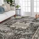 RUUGME Washable 5x7 Area Rugs - Large Rugs for Living Room Stain Resistant Carpet Vintage Rugs for Bedroom with Non Slip Backing Home Decor Floor Decoration Mat (5x7 Black) (5' x 7' (Rectangular))