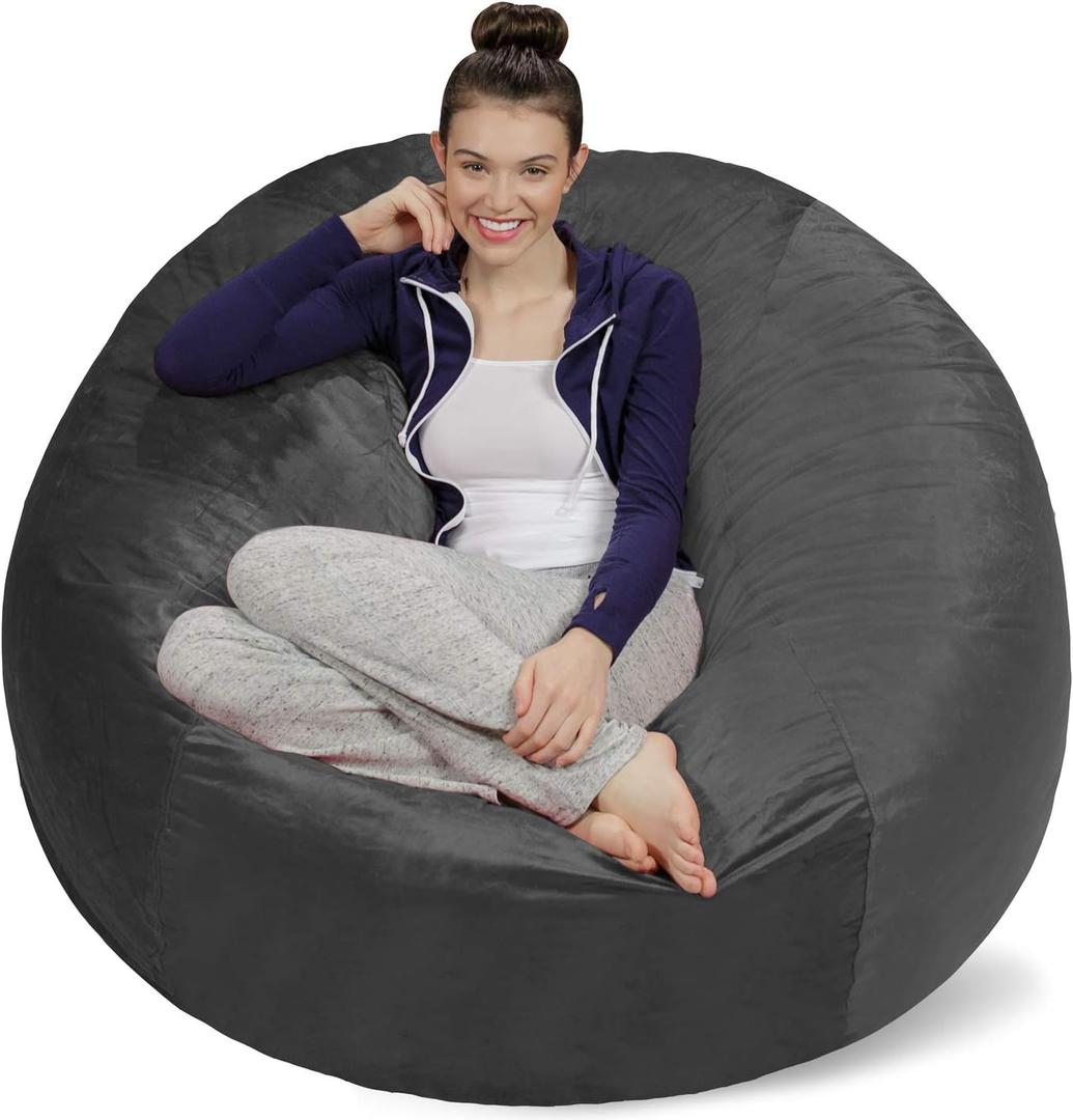 Sofa Sack Bean Bag Chair Cover, 5-Feet, Charcoal
