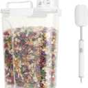 10 Lbs Rice Container with Cleaning Brush, Cereal Containers Storage Dispenser with Larger Spout & Cup, Airtight Pet Cat Dog Food Storage Container, Kitchen and Pantry Organization Bin -White